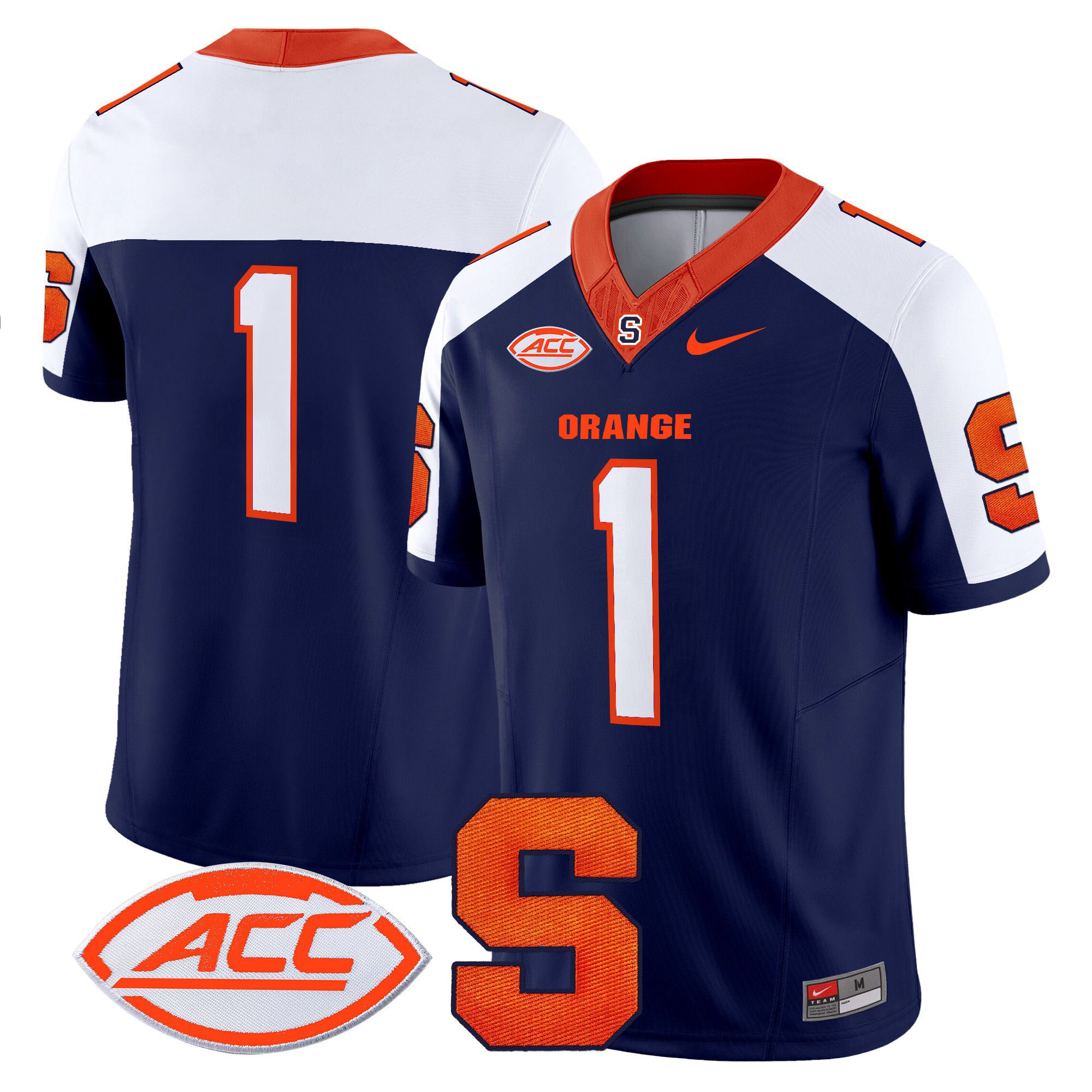 Men Syracuse Orange #1 No Name Blue Nike 2024 Vapor Limited NCAA Jersey